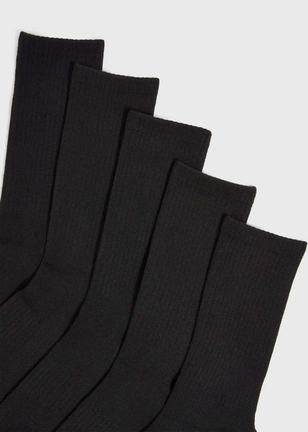 5 Pack Black Ribbed Sports Socks - 9-12 Image 2