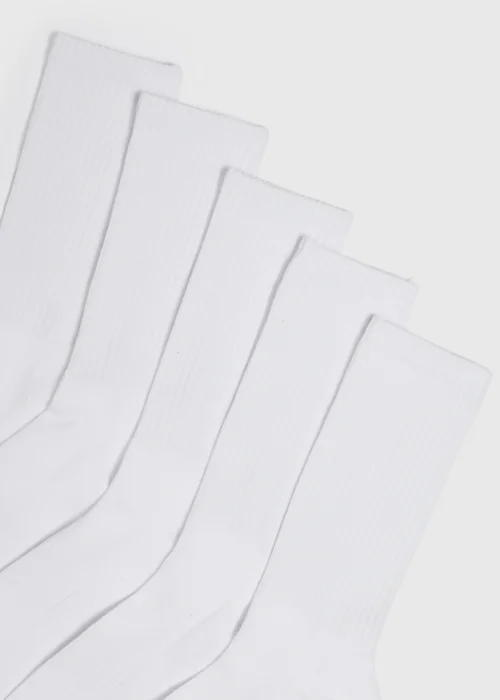 5 Pack White Sports Socks - 6-8.5 Image 2