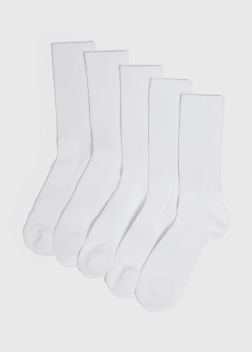 5 Pack White Sports Socks - 6-8.5 Image 1