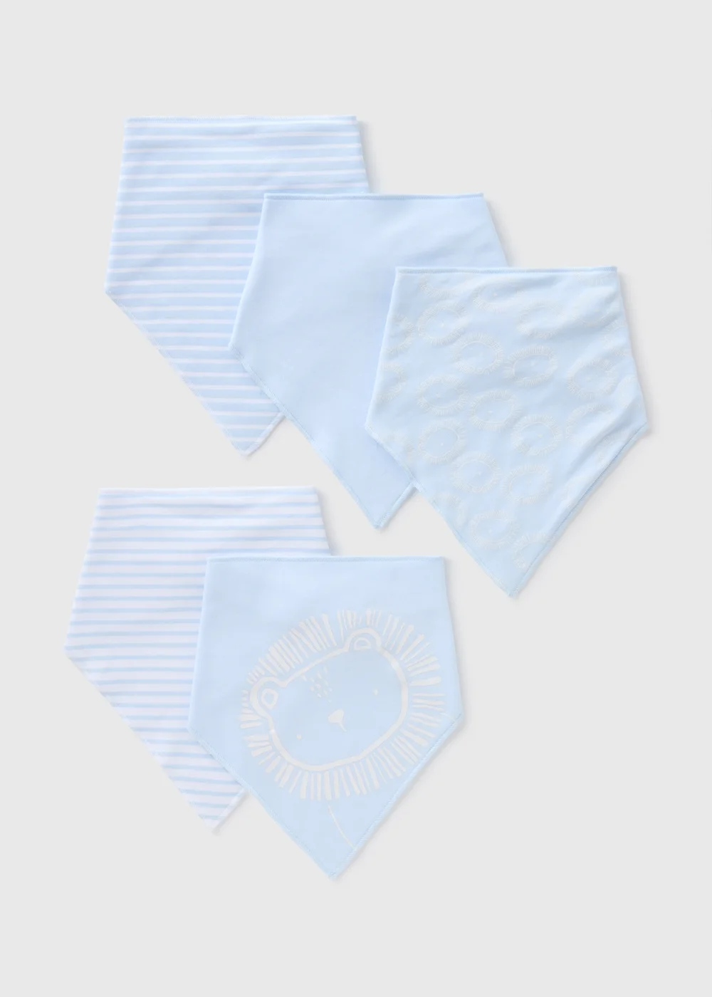 5 Pack Baby Blue Bandana Bibs - One Size Image 1