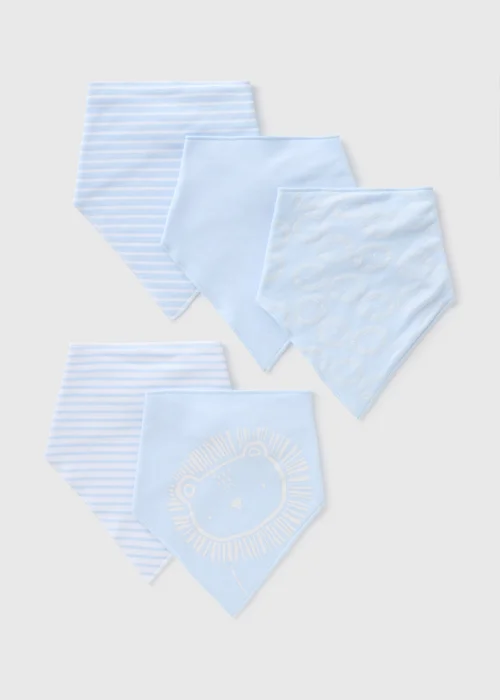 5 Pack Baby Blue Bandana Bibs - One Size Image 1