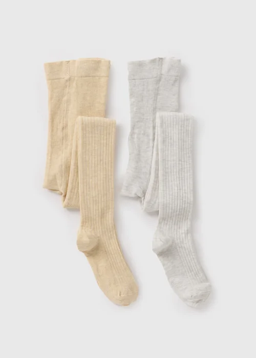 2 Pack Girls Grey Ribbed Tights (2-11yrs) - 2-3 Yrs Image 1