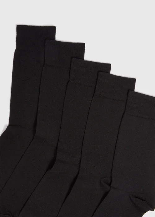 5 Pack Black Plain Socks - 6-8.5 Image 2