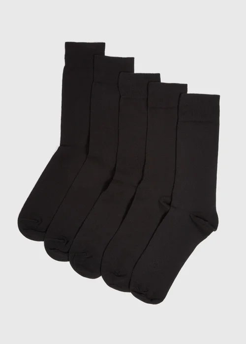 5 Pack Black Plain Socks - 6-8.5 Image 1