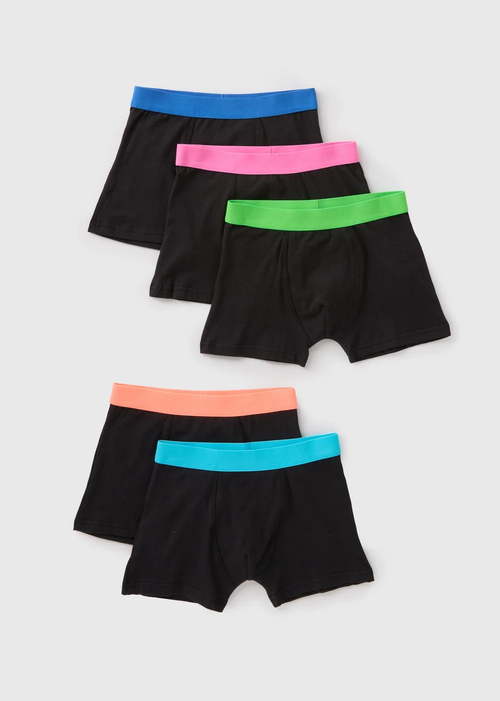 5 Pack Boys Black Neon Waistband Boxers (2-16yrs) - 14 Yrs Image 1