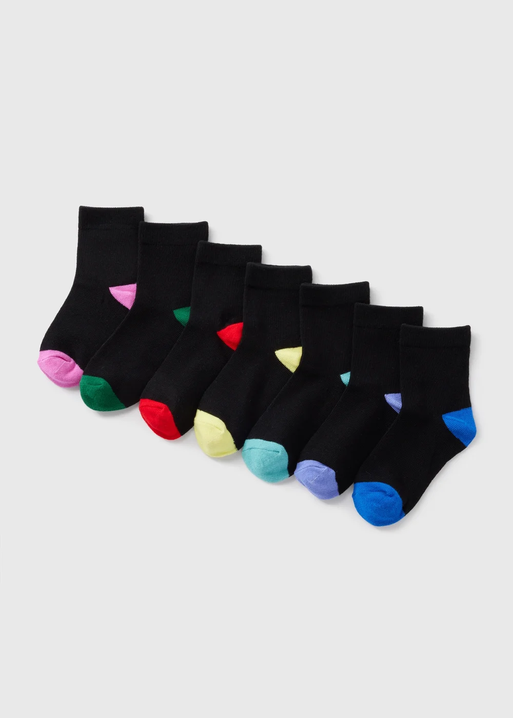 7 Pack Boys Black Multicolour Ankle Socks (Younger 6-Older 5.5) - 4-5.5 Image 1