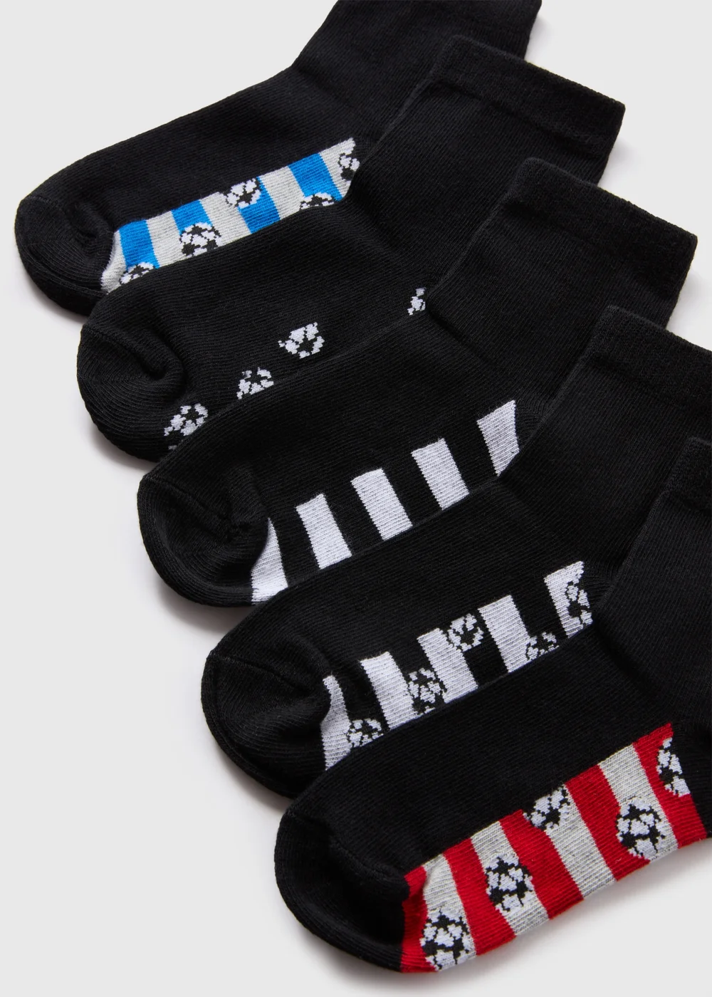 5 Pack Boys Black Football Socks (Younger 6-Older 5.5) - Sizes 6 - 8.5 Image 2