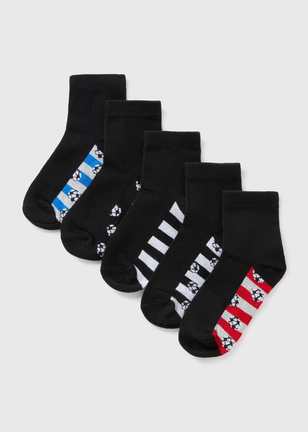 5 Pack Boys Black Football Socks (Younger 6-Older 5.5) - Sizes 6 - 8.5 Image 1