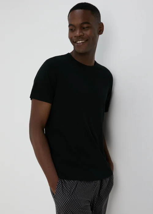 2 Pack Black Essential Crew Neck T-Shirts - S Image 2