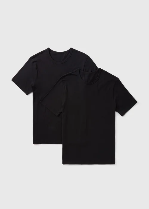 2 Pack Black Essential Crew Neck T-Shirts - S Image 1