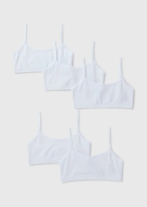 5 Pack Girls White Crop Tops (7-13yrs) - 6-7 Yrs Image 1