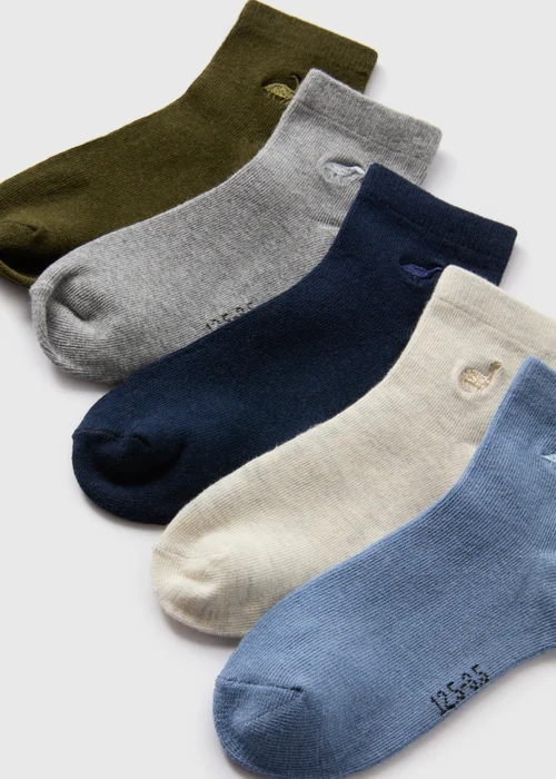 5 Pack Multicolour Dinosaur Socks (Younger 6-Older 6.5) - 4-6.5 Image 2