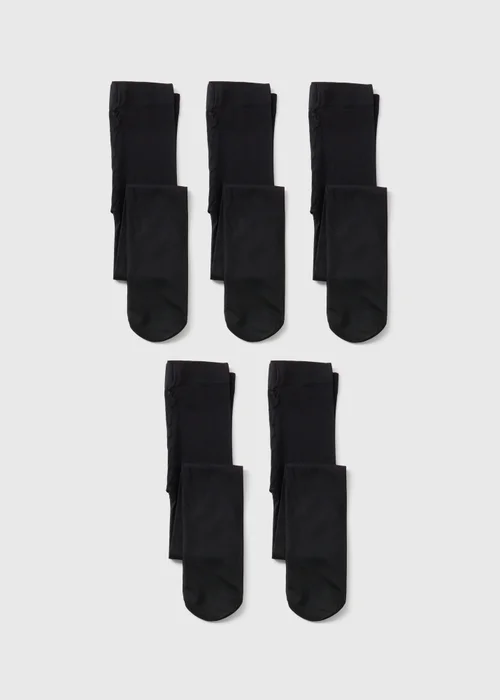 5 Pack Girls Black Opaque Tights (6-14yrs) - 6-7 Yrs Image 1