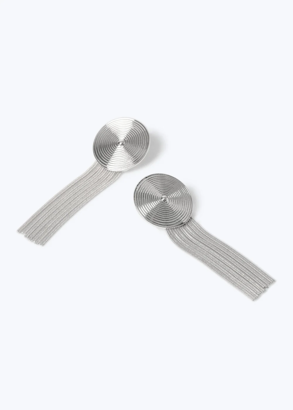 Muse Silver Disc Chain Drop Earring - One Size Image 2