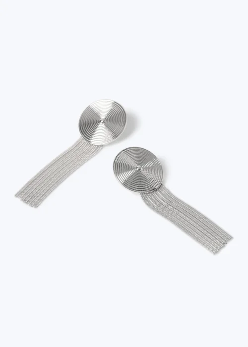 Muse Silver Disc Chain Drop Earring - One Size Image 2