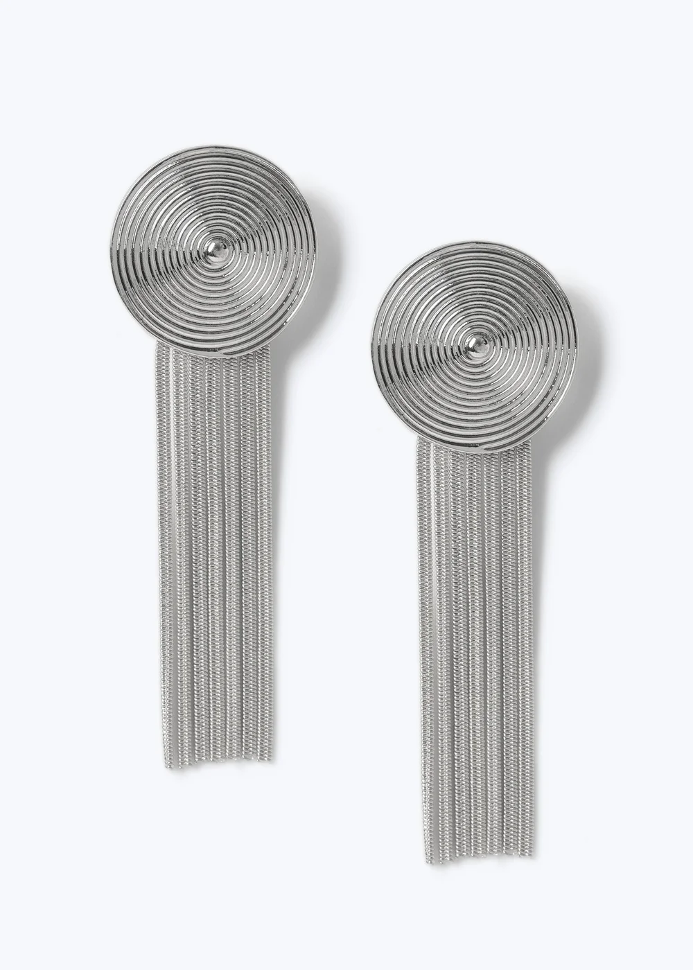 Muse Silver Disc Chain Drop Earring - One Size Image 1