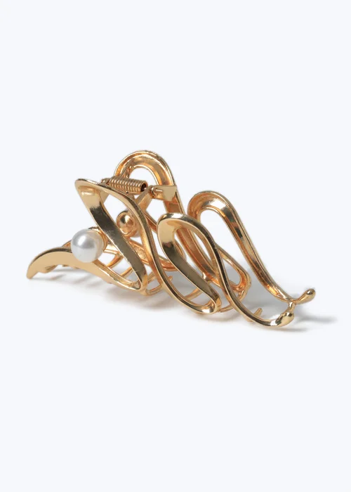 Muse Metal Squiggle Claw Clip In Gold - One Size Image 2