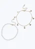Muse Gold Pearl 2 Pack Anklet - One Size Image 2
