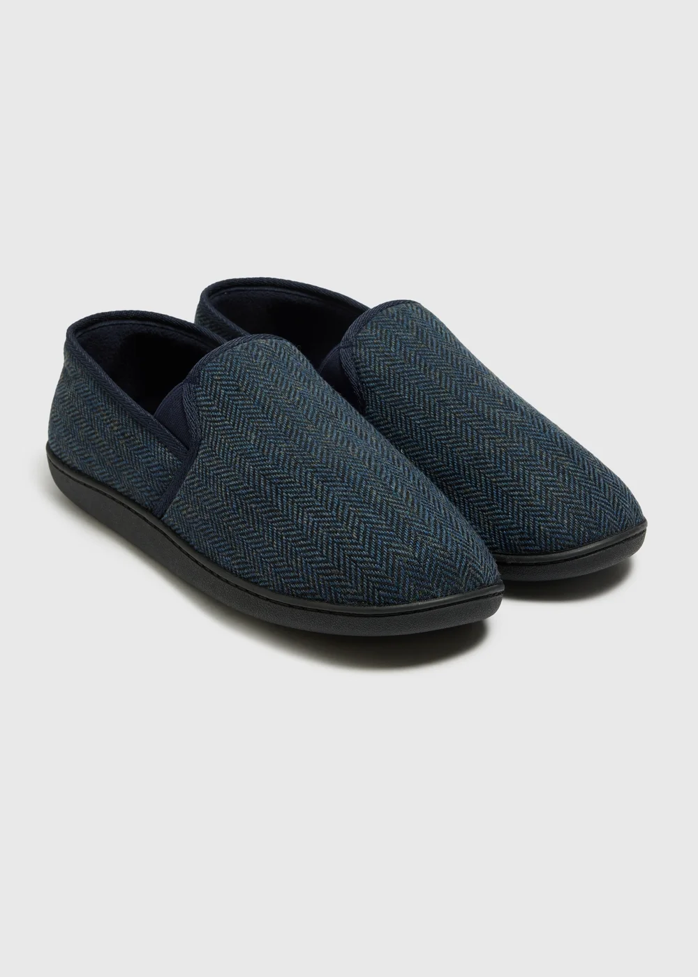 Navy Herringbone Slippers - 6 Image 1
