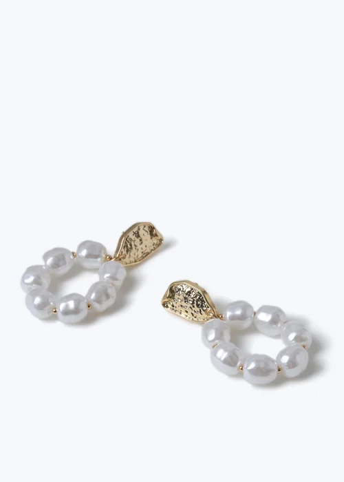Muse Gold Pearl Circle Drop Earring - One Size Image 2