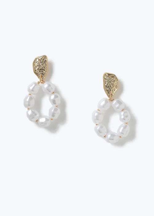 Muse Gold Pearl Circle Drop Earring - One Size Image 1