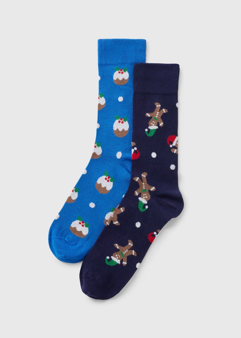 2 Pack Blue Gingerbread Socks - 6-8.5 Image 1