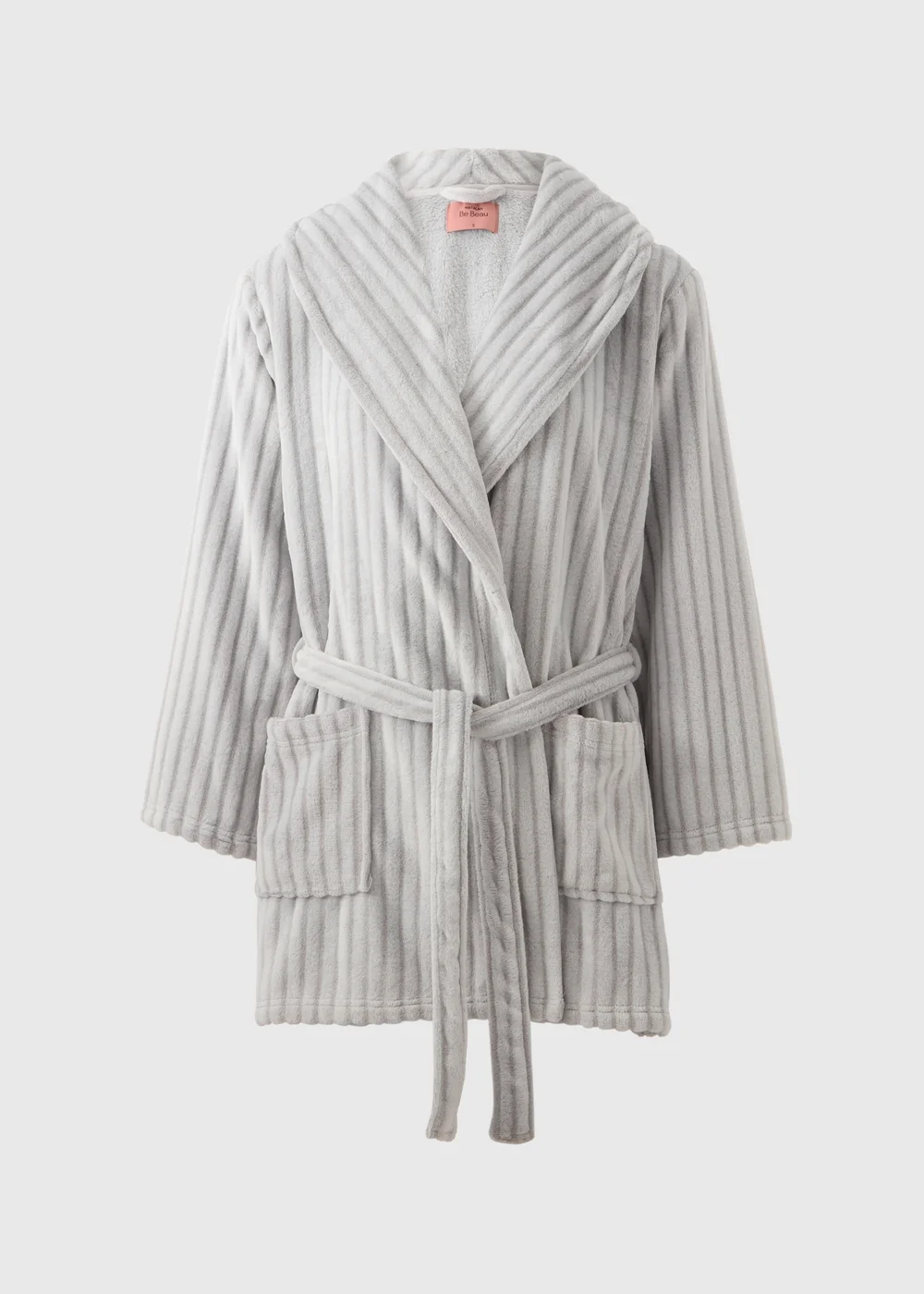 Grey Ribbed Dressing Gown - Extra small Image 3