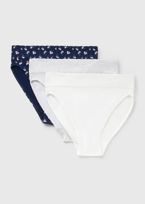 3 Pack Navy Floral High Leg Knickers - S Image 1
