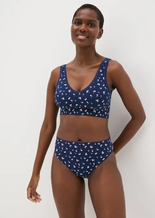 3 Pack Navy Floral High Leg Knickers - S Image 2
