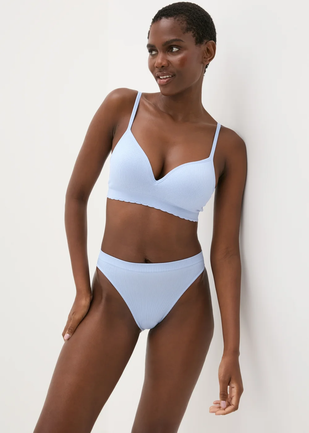Blue Seamless High Leg Knickers - S Image 2