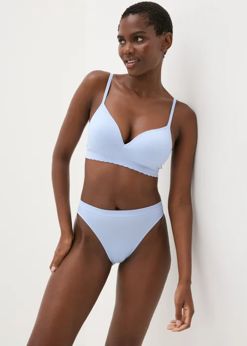 Blue Seamless High Leg Knickers - S Image 2