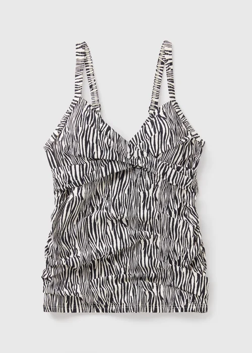 Black Zebra Print Shapewear Tankini Top - 10 Image 3