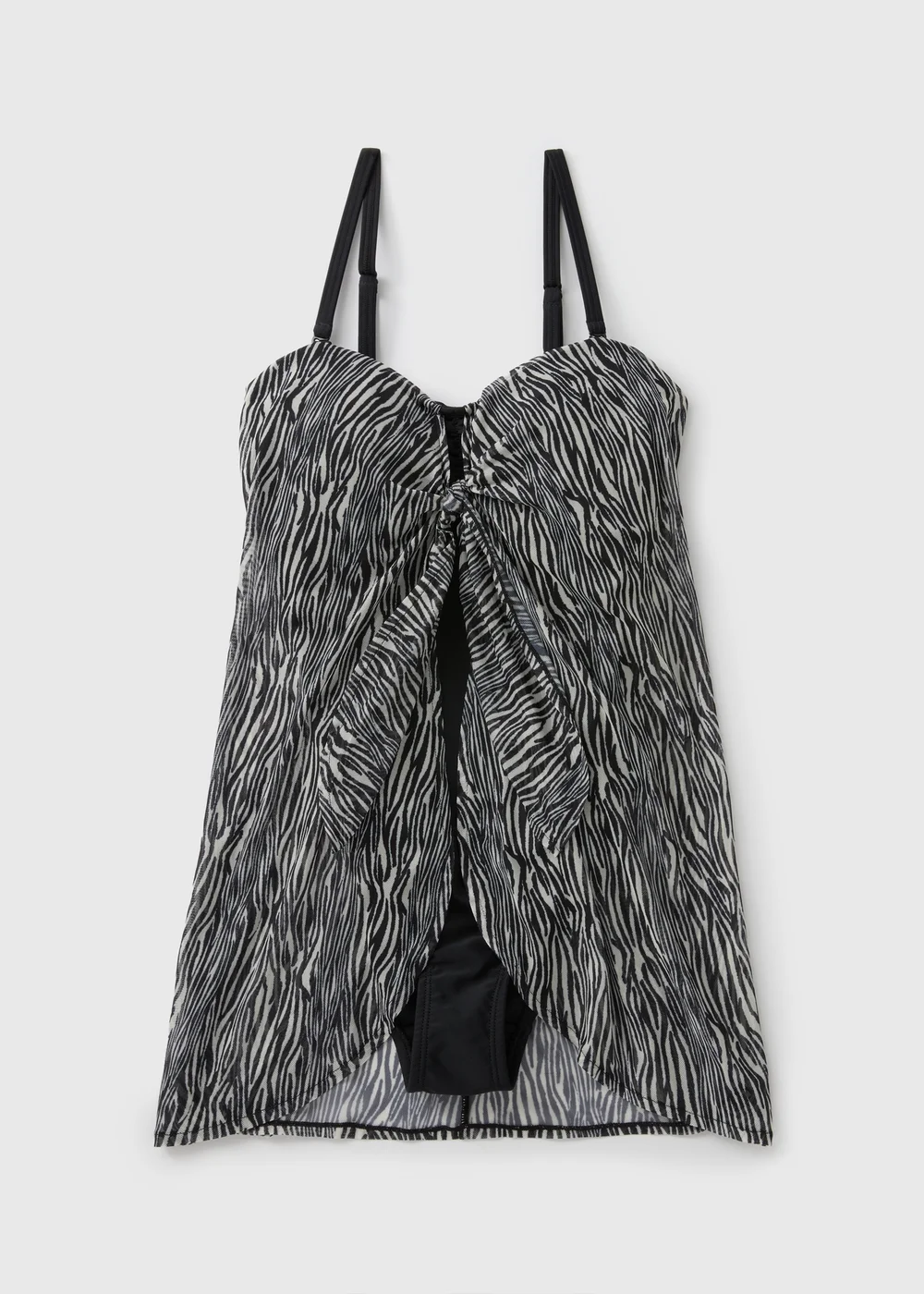 Black Zebra Print Mesh Swim Dress - 10 Image 3