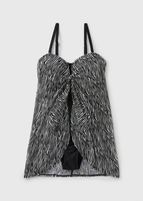 Black Zebra Print Mesh Swim Dress - 10 Image 3