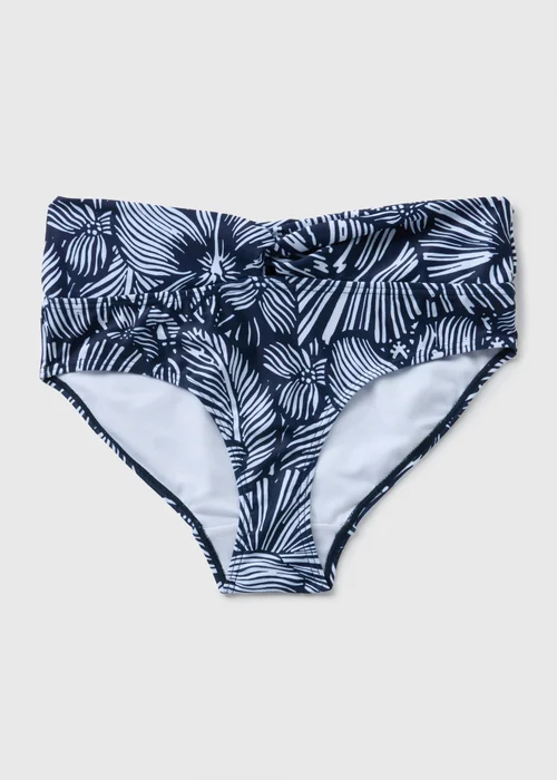 Navy Floral Twist Front Bikini Bottoms - 6 Image 3