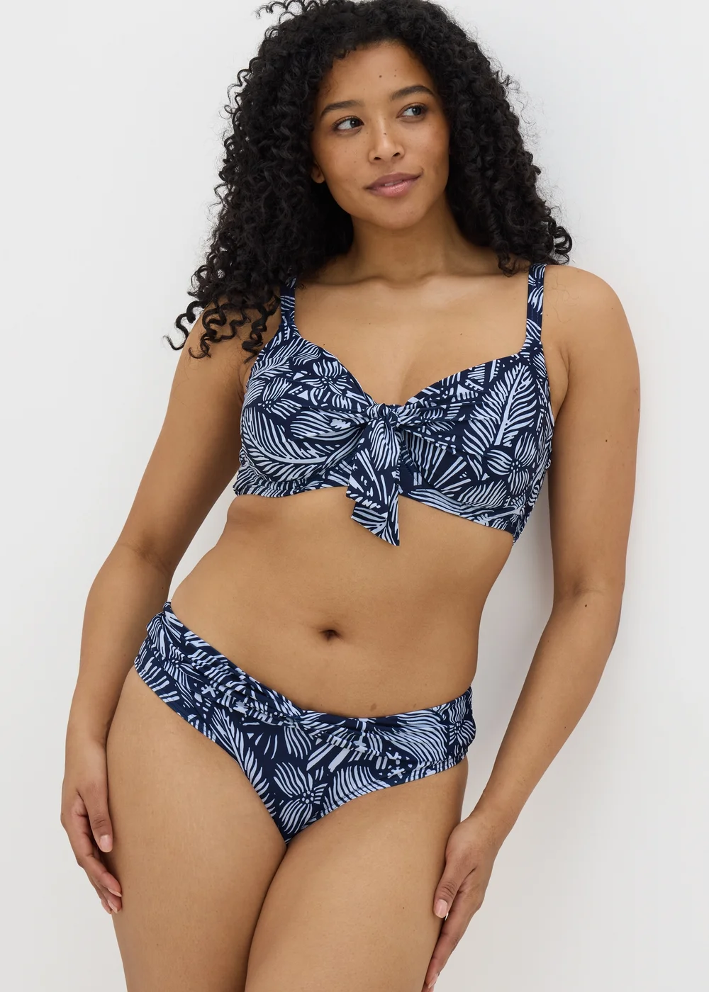 Navy Floral Twist Front Bikini Bottoms - 6 Image 1