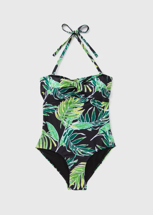 Green Tropical Leaf Print Swimsuit - 8 Image 3