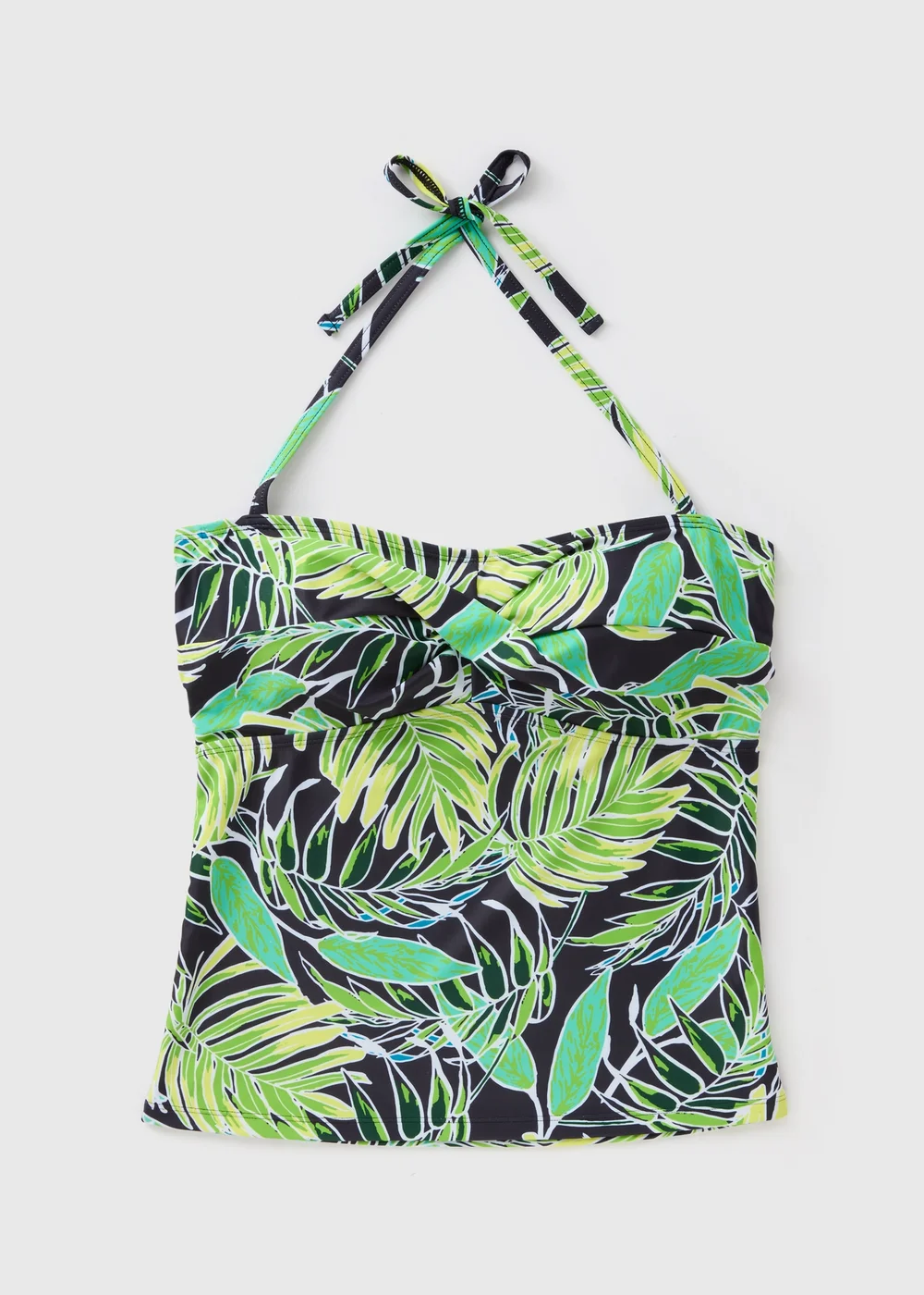 Green Tropical Leaf Print Tankini Top - Size 8 Image 3