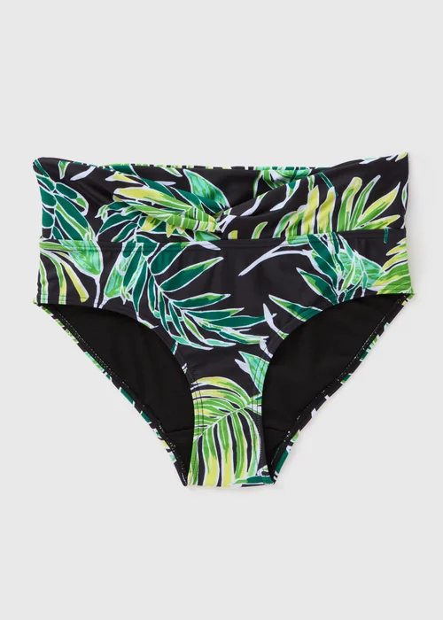 Green Tropical Leaf Print Bikini Bottoms - 8 Image 3