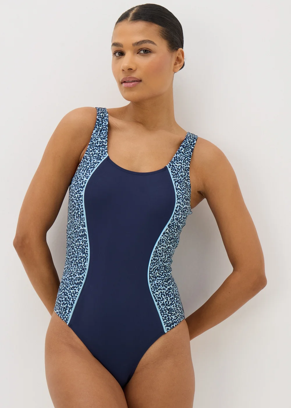 Souluxe Navy Animal Print Panel Swimsuit - 8 Image 1