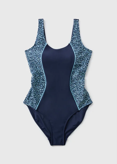 Souluxe Navy Animal Print Panel Swimsuit - 8 Image 3