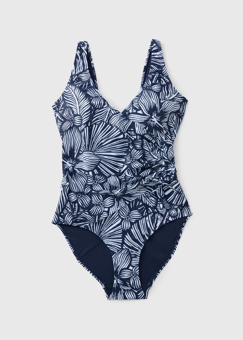 Navy Floral Wrap Swimsuit - 6 Image 3