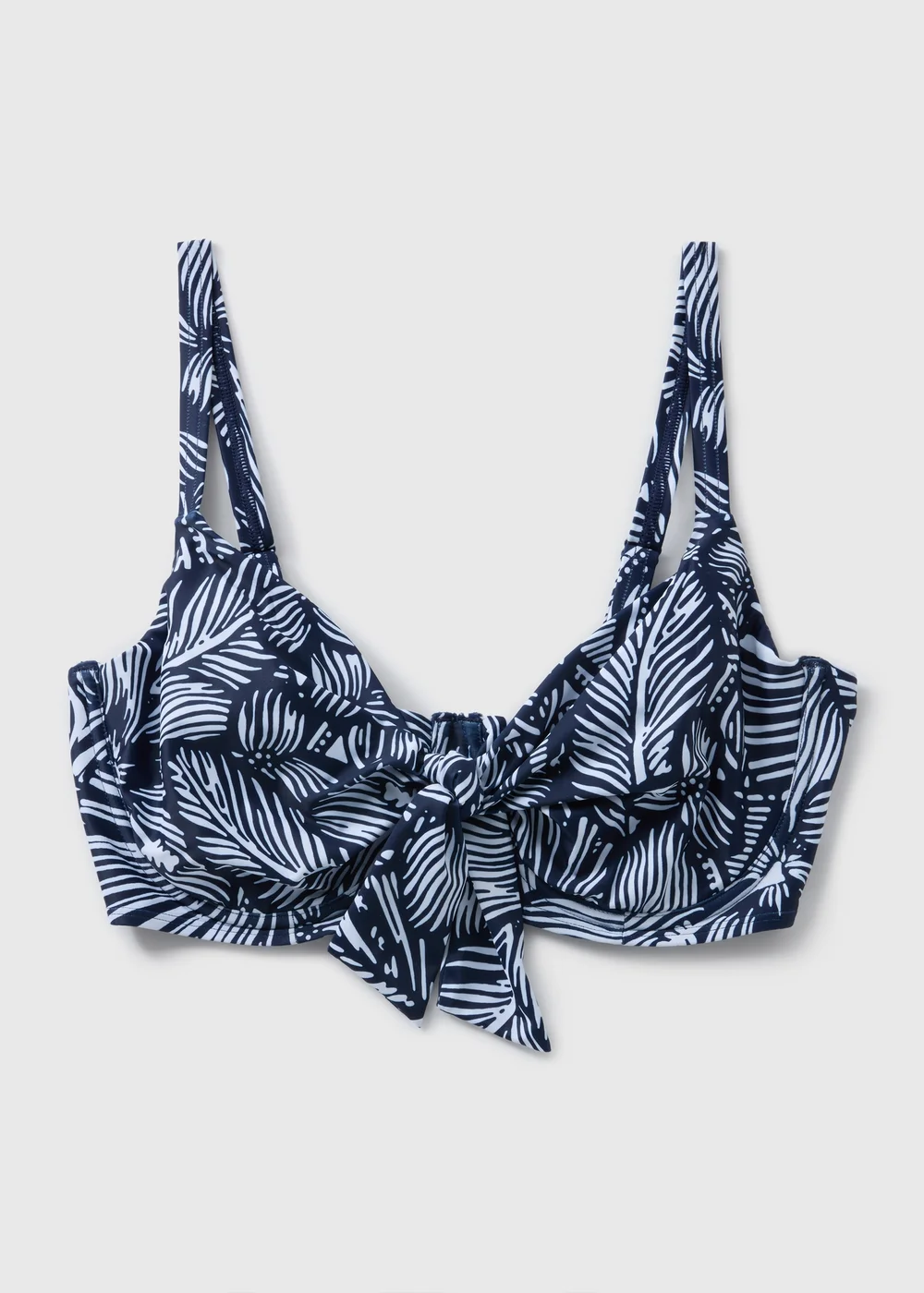 DD+ Navy Floral Tie Front Bikini Top - 32DD Image 3