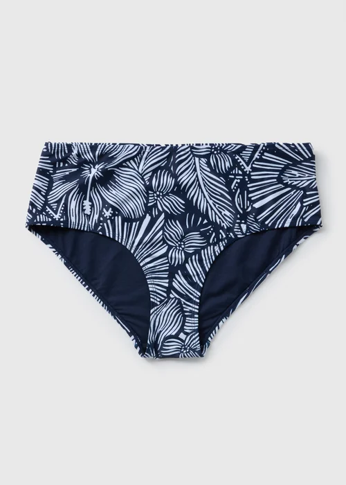 Navy Floral Midi Bikini Bottoms - 6 Image 3