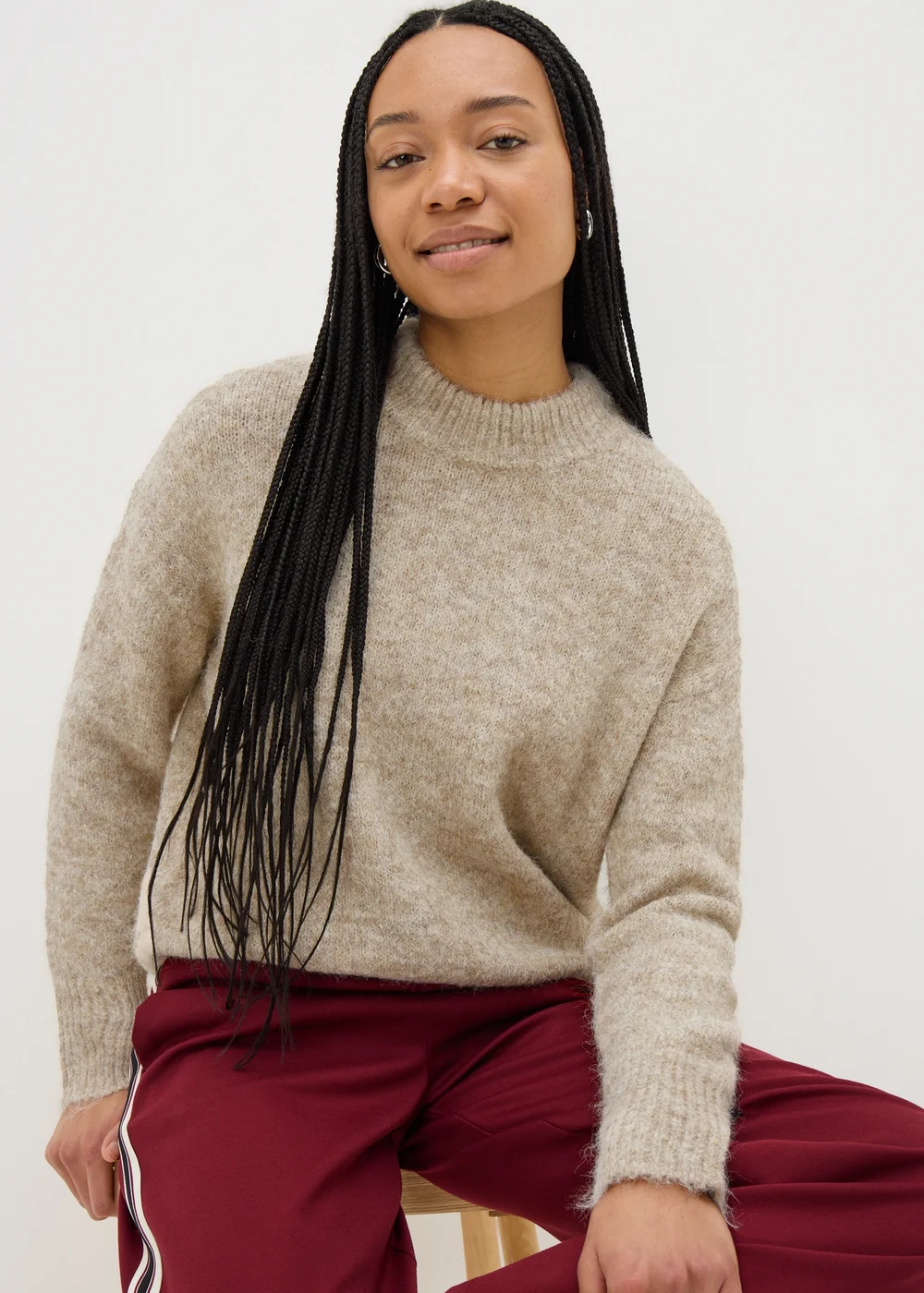 Beige Crew Neck Jumper - XS Image 1