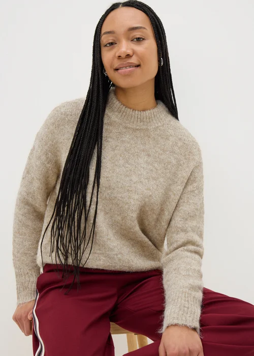 Beige Crew Neck Jumper - XS Image 1