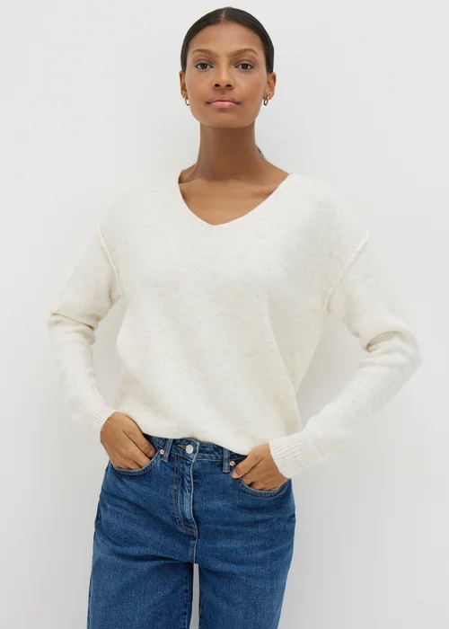 Cream V-Neck Jumper - XS Image 2