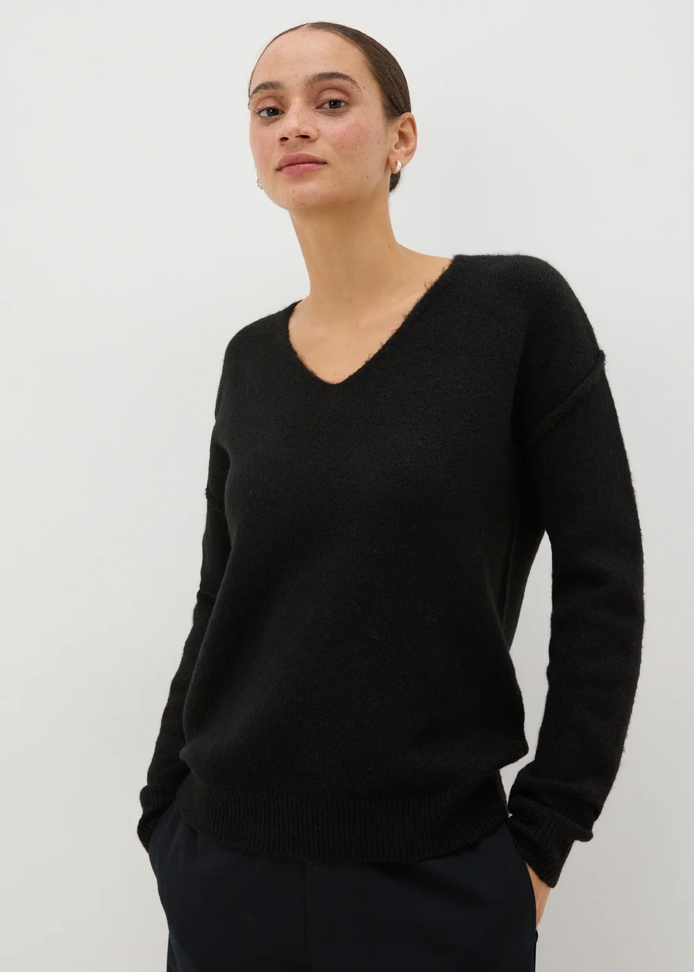Black V-Neck Jumper - XS Image 1