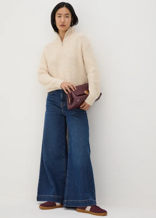 Cream Half Zip Lofty Knit Jumper - XS Image 2