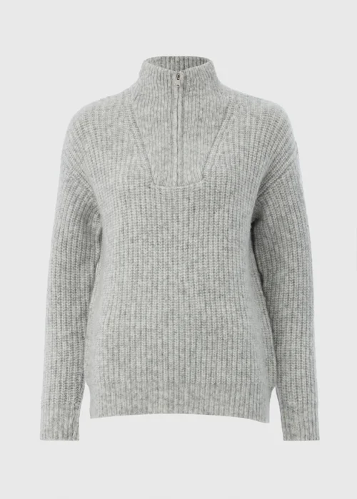 Grey Half Zip Lofty Knit Jumper - XS Image 4